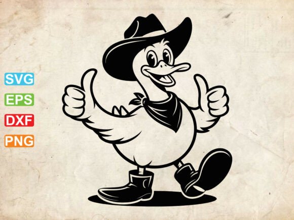 Duck Cowboy Svg: A Fun Farm Animal Embroidery Design for Crafters