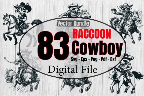 Raccoon Cowboy Svg Bundle for Real Embroidery Projects