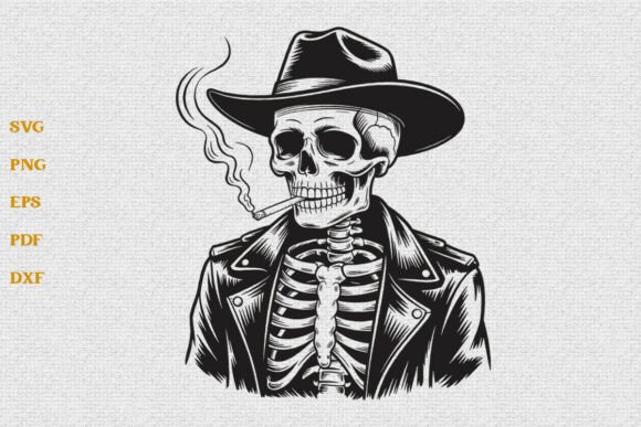 Smoking Skeleton Western Cowboy SVG PNG Review for Real Projects